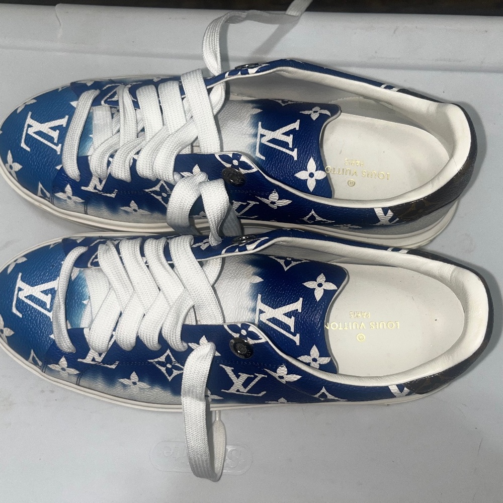 Louis Vuitton Monogram Blue and Cream Sneakers